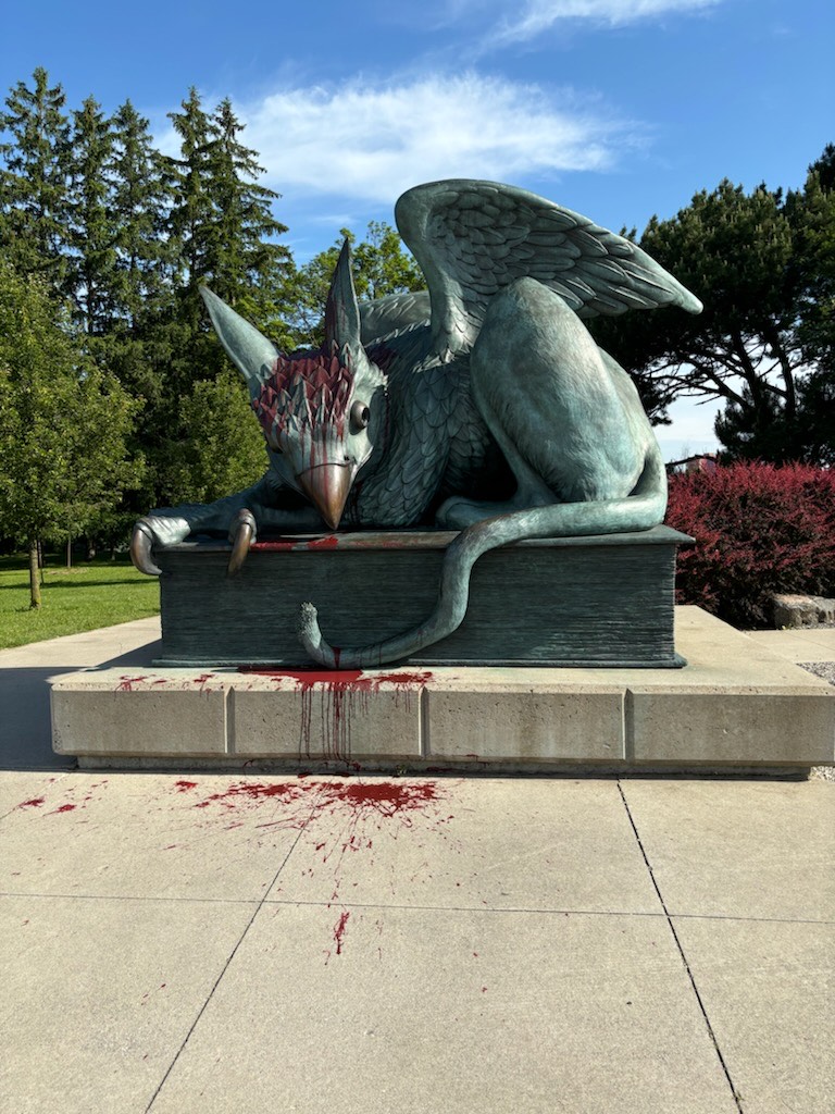 University of Guelph Gryphon statue defaced